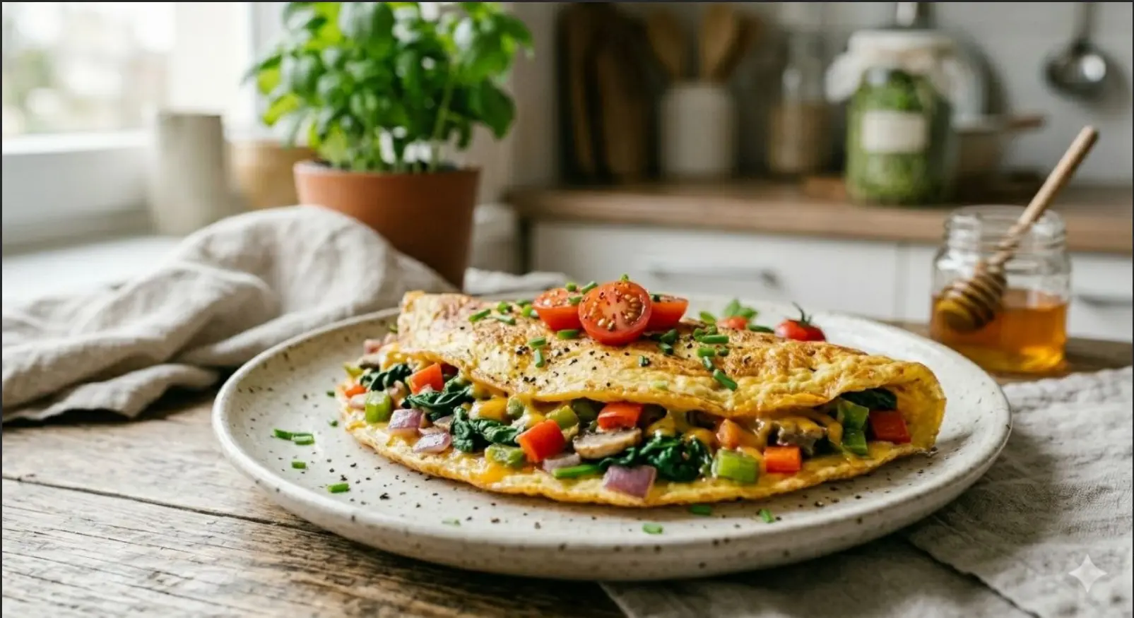 Omelette with veg